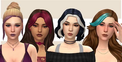 Hair Streak Overlays For 4 Hairs Sims Hair The Sims 4 Skin Sims 4