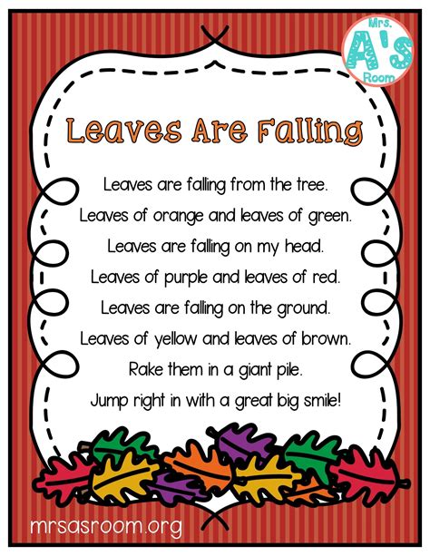 Kids Poems Fall Kindergarten Autumn Poems