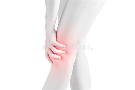 Acute Pain In A Woman Knee Isolated On White Background Clipping Path