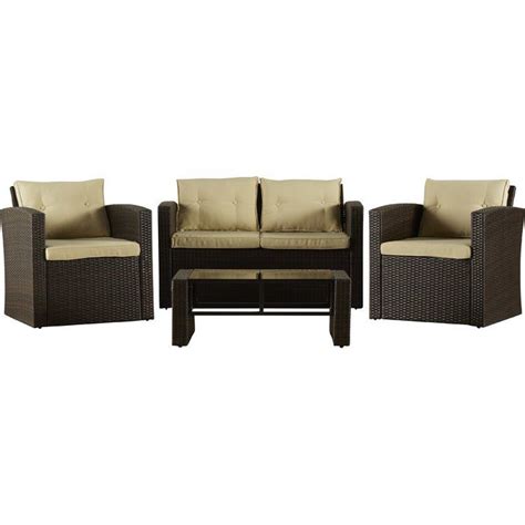 Raven 4 Piece Sofa Set With Cushions Patio Seating Outdoor Furniture