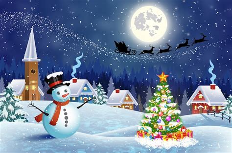 Premium Vector House In Snowy Christmas Landscape At Night