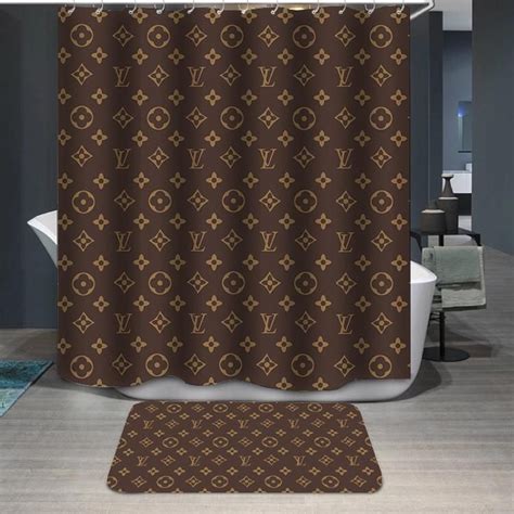 Louis Vuitton Logo Pattern Custom Shower Curtain Customshowers Brown Shower Curtain Printed
