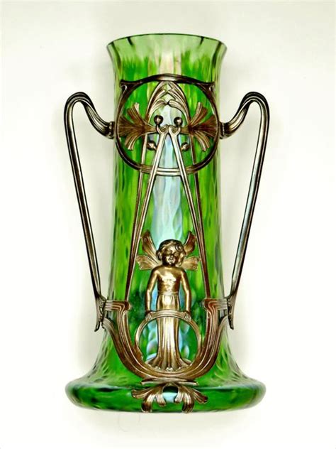 Loetz Dekor Diaspora Jugendstil Art Nouveau Tall Glass Vase In Bronze Mount Catawiki