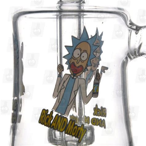 Tiny Rick And Morty Dab Rig 5 Inches Perc Glass Dab Rig Dippyglass