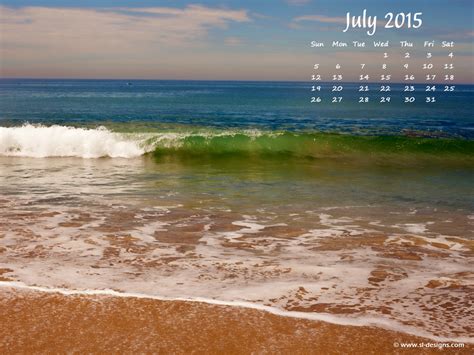 July Calender Beach Calendar Desktop Wallpaper