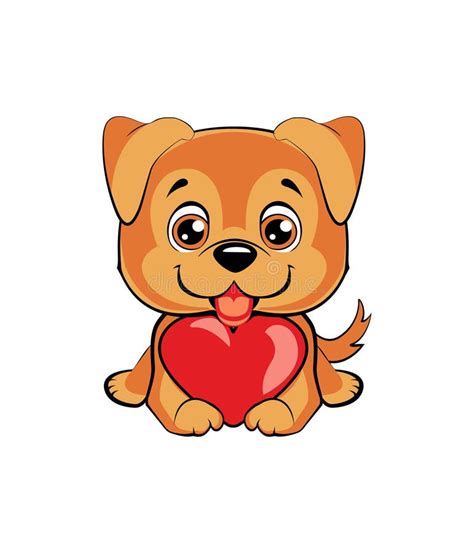 Small Cute Puppy With Heart Vector Illustration Stock Illustration