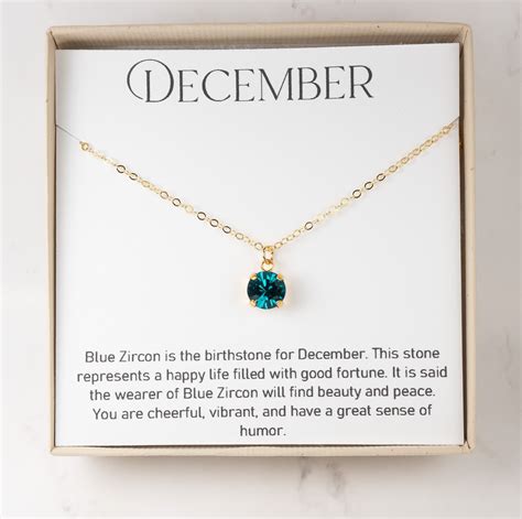 December Birthstone Necklace Blue Zircon Swarovski Necklace Etsy