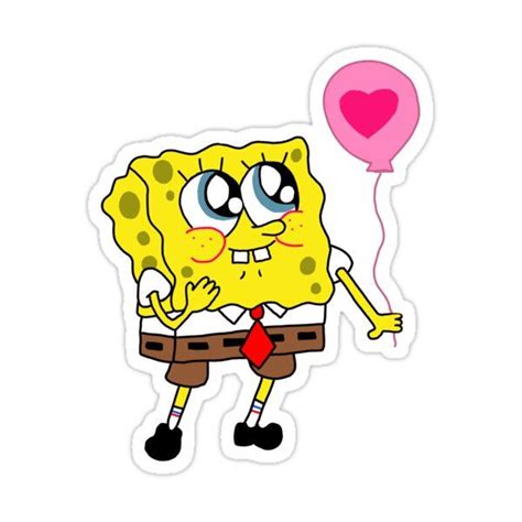 Cute Spongebob Squarepants With Baloon Sticker By Katuse Cartoon