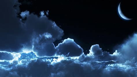 Moon Night Clouds Sky Wallpaper Coolwallpapersme