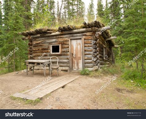 Old Yukon Log Cabin Hidden In The Boreal Forest Taiga Of Yukon
