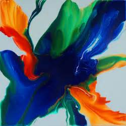 An Abstract Painting With Blue Orange And Green Colors