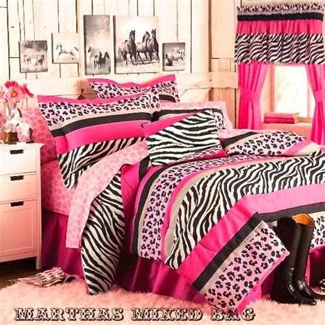 Animal duvet cover set reversible quilt covers single double king size bedding. Pink Black ZEBRA Stripe Teen Girls Chic Bedding Comforter ...