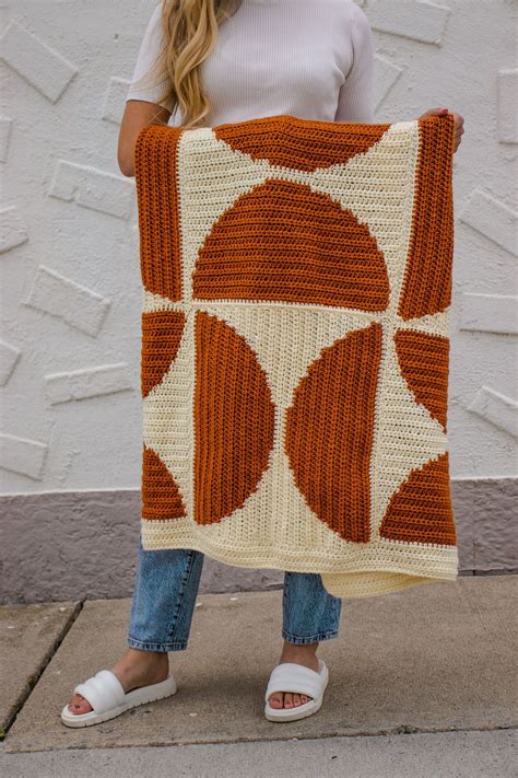 Mcm Throw Crochet Pattern For Blanket Inspired By Mid Century Art