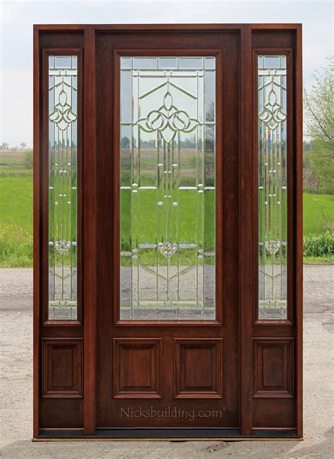 Name brands, solid woods, glass and wrought iron, for the standard size for an exterior door is 80 inches by 36 inches, which is 6 ft, 8 inches by 3 ft. Exterior Doors with Sidelites 8' 0" - Solid Mahogany Doors