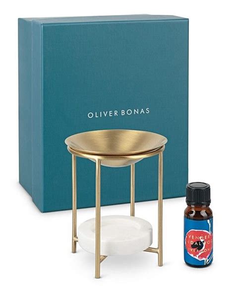 Marble Brass Oil Burner Gift Set Oliver Bonas