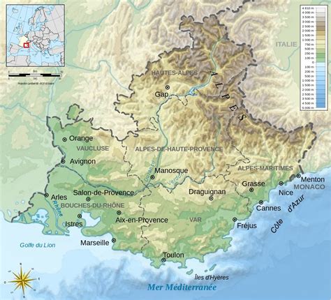 Carte De Provence Alpes Côtes Dazur Paca Région De France
