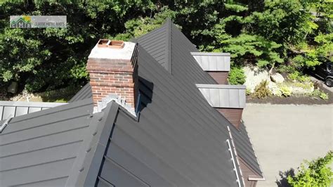Standing Seam Metal Roof In Charcoal Gray Installed In North Easton Ma