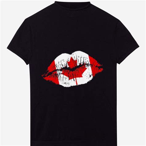 Top Canada Flag Kiss Fitted Canadian Smooch Lips T Shirt Hoodie Sweater Longsleeve T Shirt