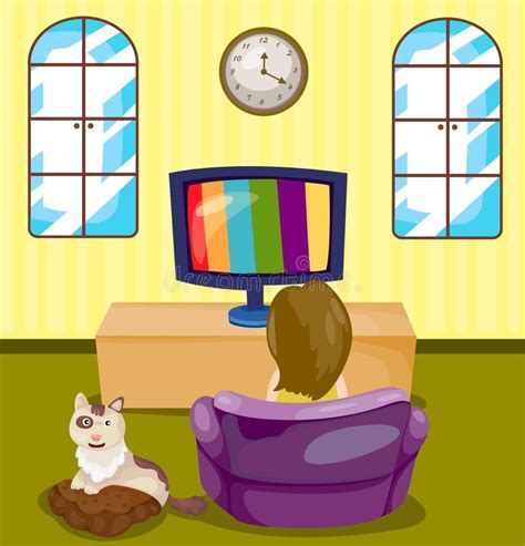 Cartoon Girl Watching Tv