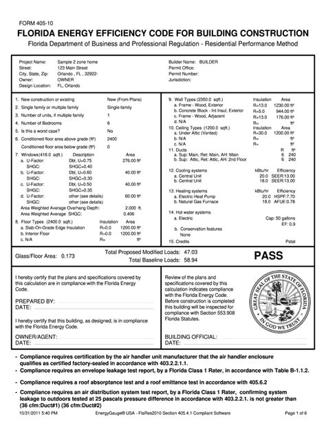 Florida Energy Efficiency Code For Building Construction Form 405