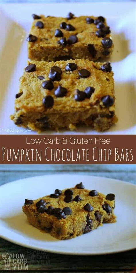 They're moist, tender, perfectly spiced, and topped with delicious cream cheese frosting. Dense low carb pumpkin bars loaded with sugar free chocolate chips. Super easy recipe that is q ...