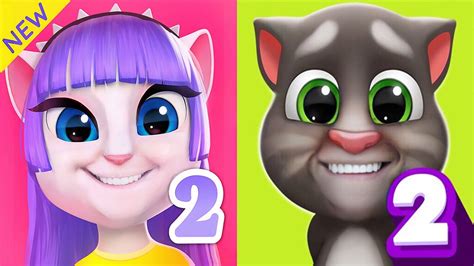 my talking angela 2 vs my talking tom 2 two screen android gameplay part 132 youtube