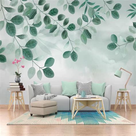 3d Hd Photo Abstract Green Leaves Mural Wallpaper For