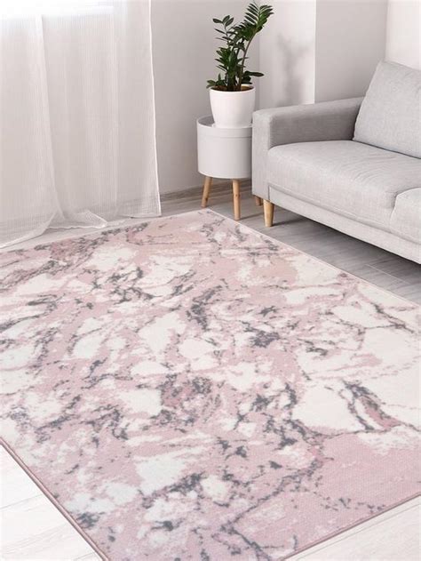 Maestro Marble Effect Rug Pink And Grey