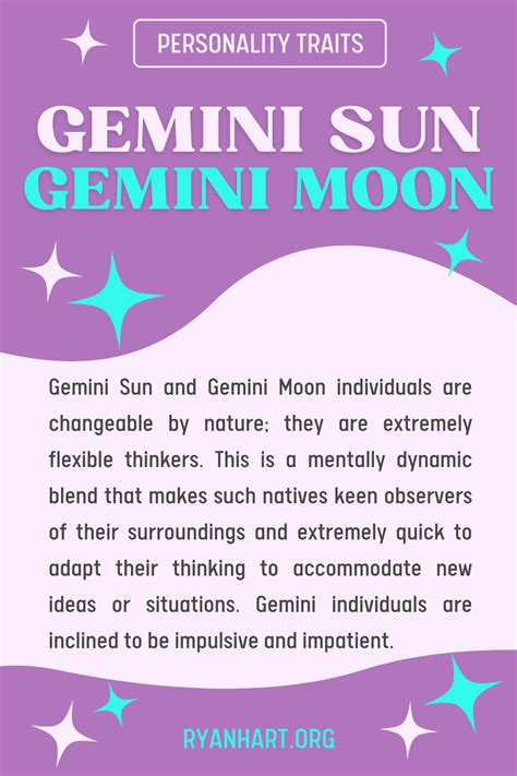 Gemini Sun Gemini Moon Personality Traits Ryan Hart