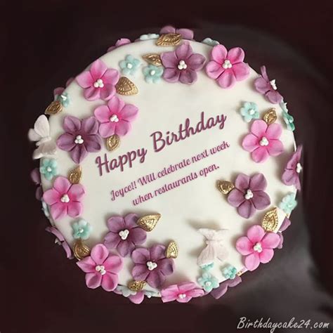 Flowers birthday cake with name and pictures online. Happy Birthday Colorful Flower Cake With Name Editor | Birthday cake with photo, Birthday cake ...