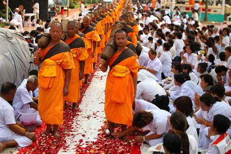 Hd Wallpaper Buddhists Monks Walk Tradition Ceremony Thailand
