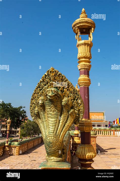 The Five Headed Snake Known As Naga At The Famous Buddhist Monastery At