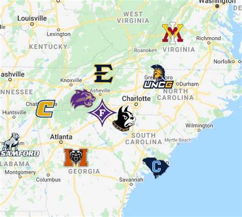 Southern Conference Map Teams Logos