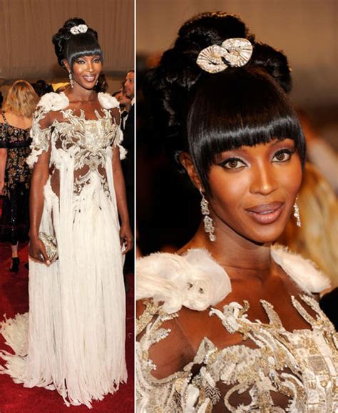 Naomi Campbells White Alexander Mcqueen Dress For Met Gala 2011