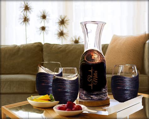 42 99 unique wine decanter set ~ personalized wine glasses ~ wedding t anniversary birt