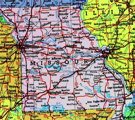 Detailed Map Of Missouri State With Highways