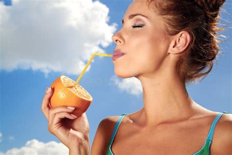 Woman Drinking Juice Stock Image Image Of Hand Drink 42072263