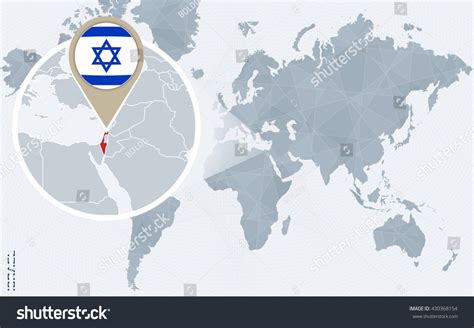 A collection of israel maps; Abstract Blue World Map Magnified Israel Stock Vector ...