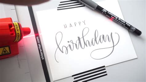 You can make it with black cardstock and white ink — as i've done here — or you can switch it up with a lighter paper and a dark ink! Birthday Card Brush Lettering with Pieces Calligraphy ...