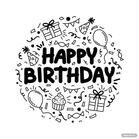 Happy Birthday Doodle Vector In Illustrator Svg  Eps Png