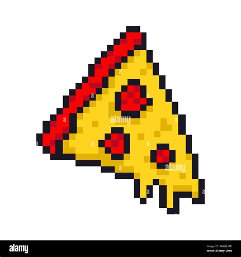 Pizza Pixel Art Piece Of Pizza Is Pixelated Fast Food Isolated Stock