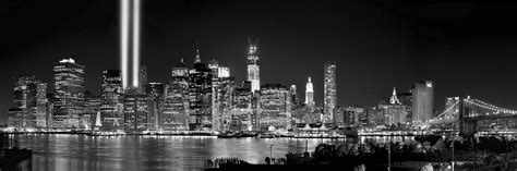 New York City Bw Tribute In Lights And Lower Manhattan At Night Black