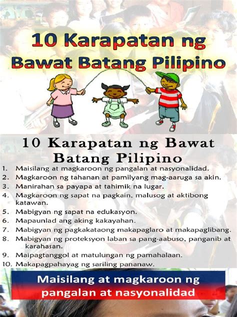 10 Karapatan Ng Bawat Batang Pilipino Brainly Sibawate