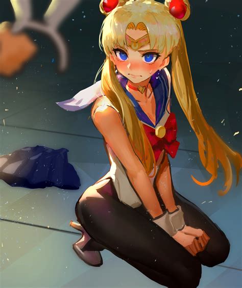 Lewd School Uniform Choker Anime Girls Sailor Moon Anime Blond Hair