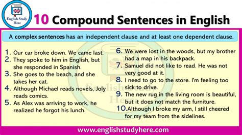10 Complex Sentences In English English Study Here In 2020 Compound