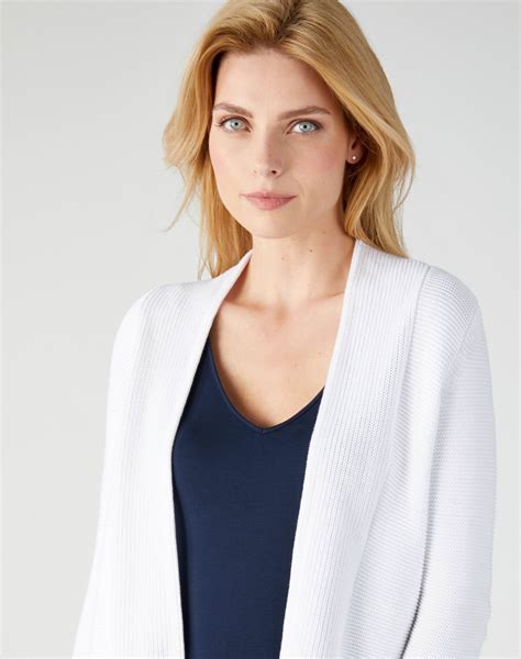 White Cotton Textured Cardigan Pure Collection