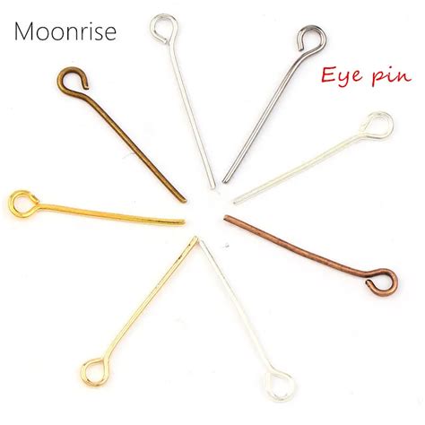 Pcs Gold Silver Color Eye Head Pins Mm Eye Pins Findings For Diy Jewelry Making