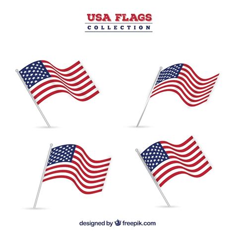 Free Vector Set Of Four Realistic United States Flags