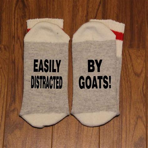 Easily Distracted By Goats Word Socks Funny Socks Etsy Canada Novelty Socks Funny Socks