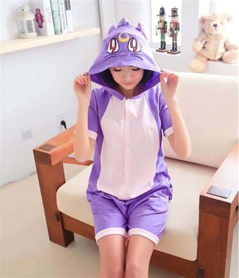 Hot New Arrival Fashion Anime Sailor Moon Purple Cat Diana Hoodie Pajamas Cosplay Costume